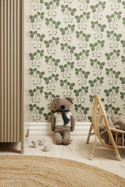 Strawberry Field Wallpaper - Green - Ferm Living