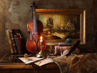 Still life with violin and painting - Picment