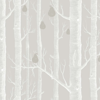 Woods & Pears - White & Silver on Grey - Cole and Son