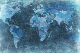 World Map - Blue - Rebel Walls