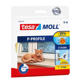 Tesa Tætningsliste P-profil hvid 6m x 9mm x 5,5mm