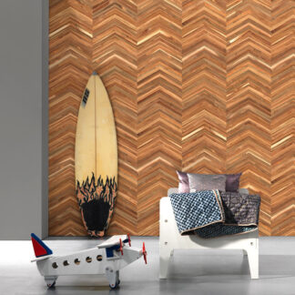 Chevron Timber Strips - Teak on teak - NLXL